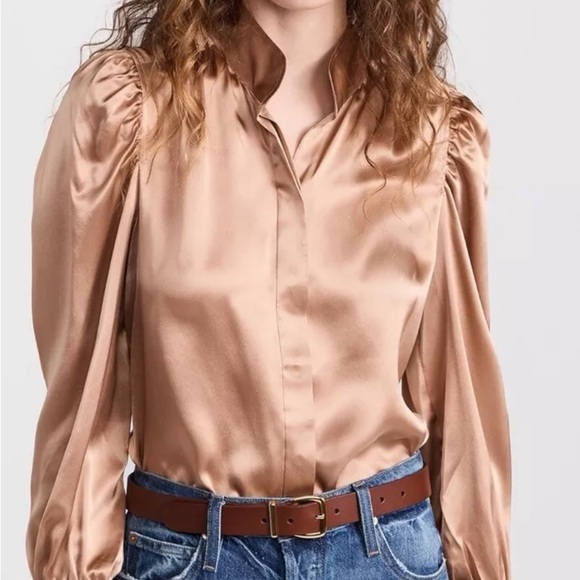 Frame Gillian Long sleeve silk top in blush - Picture 4 of 7